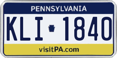PA license plate KLI1840