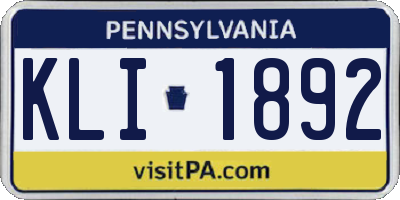 PA license plate KLI1892