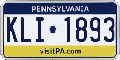 PA license plate KLI1893