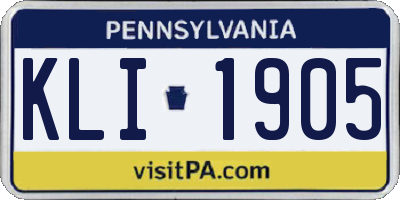 PA license plate KLI1905
