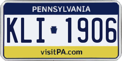 PA license plate KLI1906