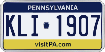PA license plate KLI1907