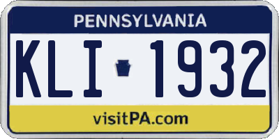PA license plate KLI1932