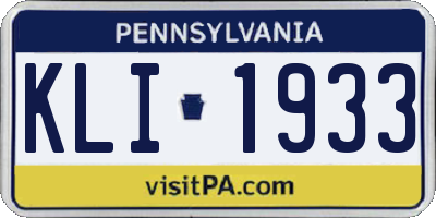 PA license plate KLI1933