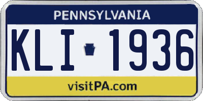 PA license plate KLI1936
