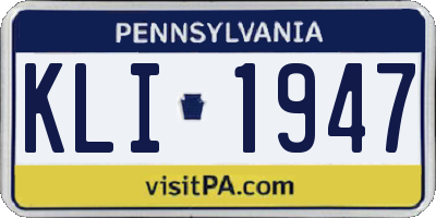 PA license plate KLI1947
