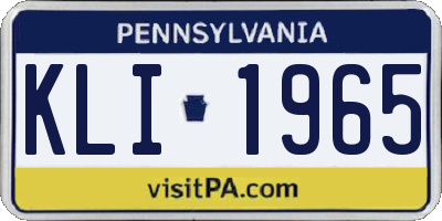 PA license plate KLI1965