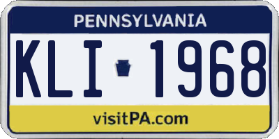 PA license plate KLI1968