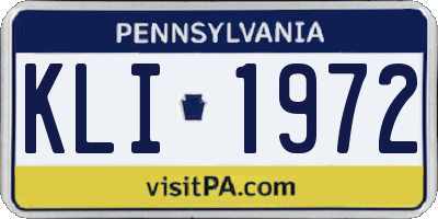 PA license plate KLI1972