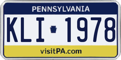 PA license plate KLI1978