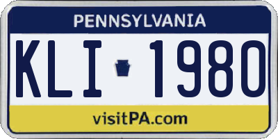 PA license plate KLI1980