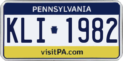 PA license plate KLI1982