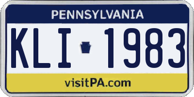 PA license plate KLI1983