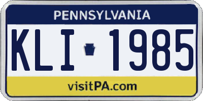 PA license plate KLI1985