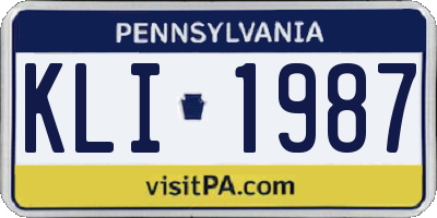 PA license plate KLI1987
