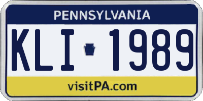 PA license plate KLI1989