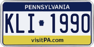 PA license plate KLI1990