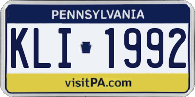 PA license plate KLI1992