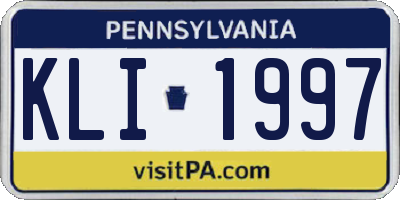 PA license plate KLI1997