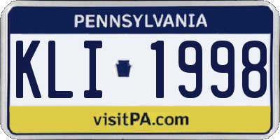 PA license plate KLI1998