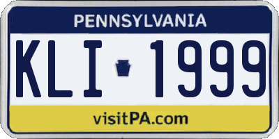 PA license plate KLI1999