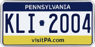 PA license plate KLI2004