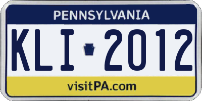 PA license plate KLI2012