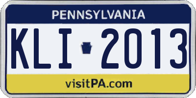 PA license plate KLI2013