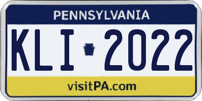 PA license plate KLI2022