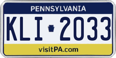 PA license plate KLI2033