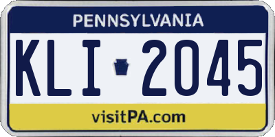 PA license plate KLI2045