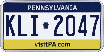 PA license plate KLI2047