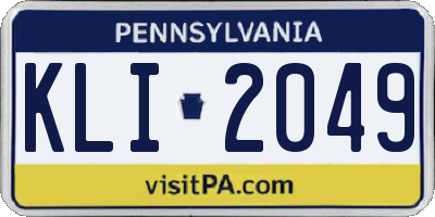 PA license plate KLI2049