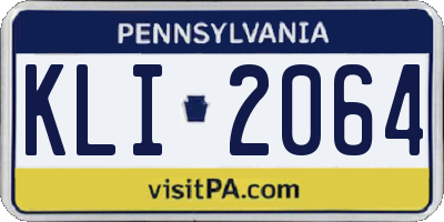 PA license plate KLI2064