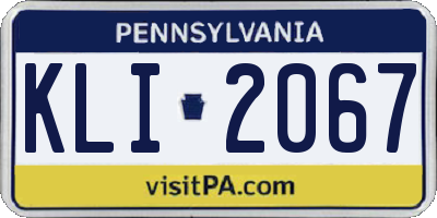 PA license plate KLI2067