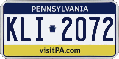 PA license plate KLI2072