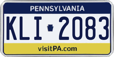 PA license plate KLI2083