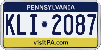 PA license plate KLI2087
