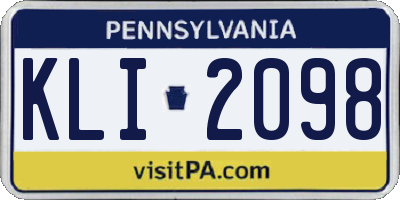 PA license plate KLI2098
