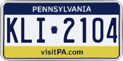 PA license plate KLI2104