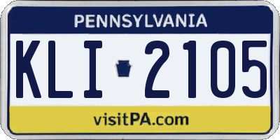 PA license plate KLI2105