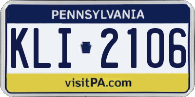 PA license plate KLI2106
