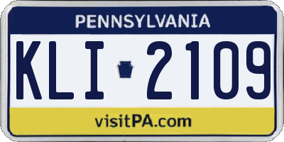 PA license plate KLI2109