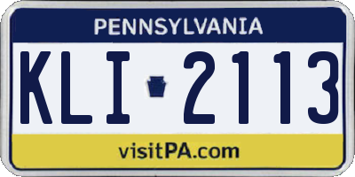 PA license plate KLI2113
