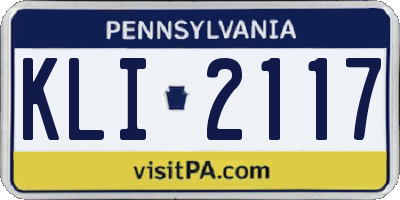 PA license plate KLI2117