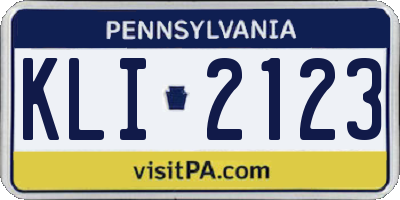 PA license plate KLI2123