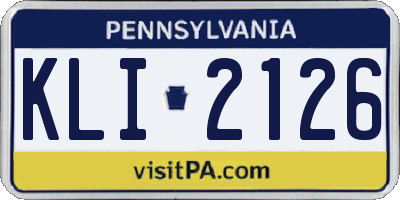 PA license plate KLI2126