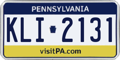 PA license plate KLI2131