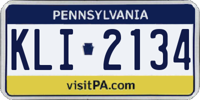 PA license plate KLI2134