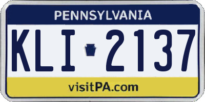 PA license plate KLI2137